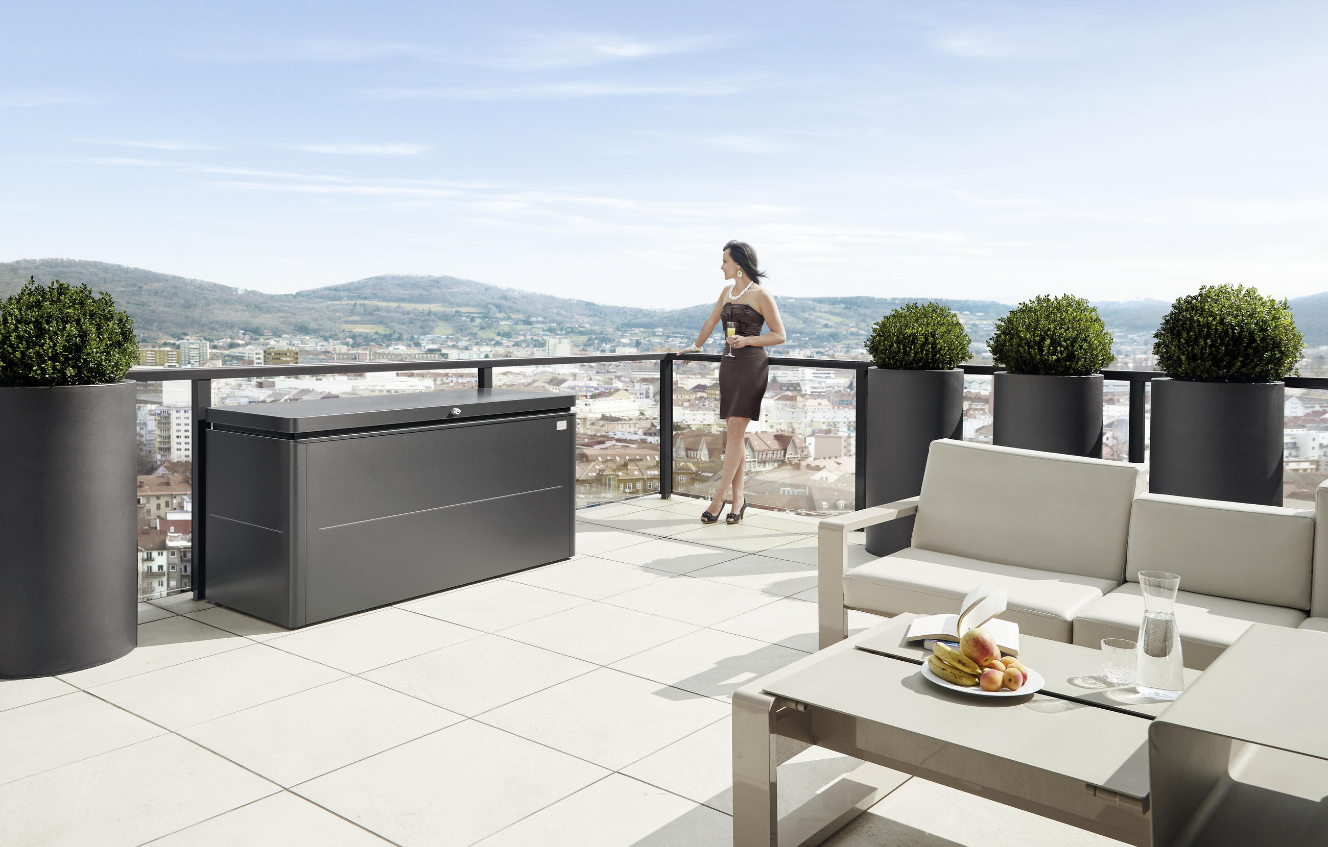 KISSENBOX 160/83,5/70 cm  - Dunkelgrau, Design, Metall (160/83,5/70cm) - Biohort