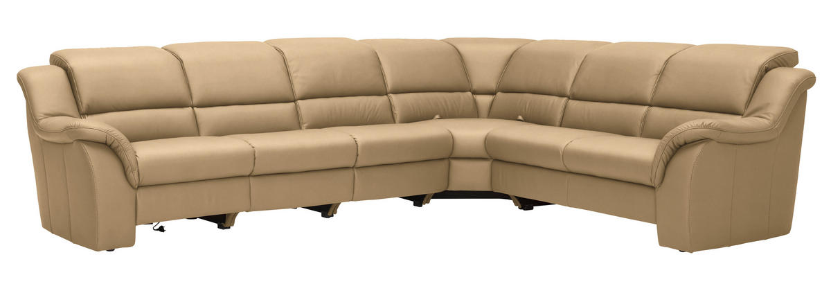 ECKSOFA  in Echtleder Beige  324/260 cm  - Chromfarben/Beige, KONVENTIONELL, Leder/Kunststoff (324/260cm) - Cantus