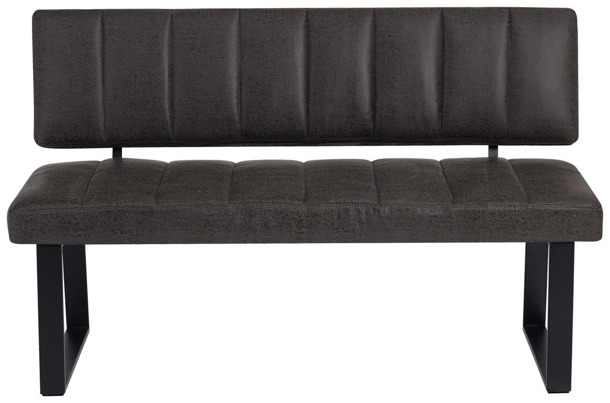 SITZBANK 140/88/60 cm Mikrofaser Grau, Schwarz  - Schwarz/Grau, KONVENTIONELL, Textil/Metall (140/88/60cm) - Landscape
