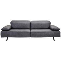 3-SITZER-SOFA in Echtleder Schwarz  - Edelstahlfarben/Schwarz, Design, Leder/Metall (250/78/105cm) - Johann Jakob