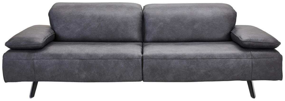 3-SITZER-SOFA in Echtleder Schwarz  - Edelstahlfarben/Schwarz, Design, Leder/Metall (250/78/105cm) - Johann Jakob