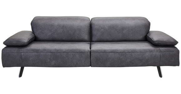 3-SITZER-SOFA in Leder Schwarz  - Edelstahlfarben/Schwarz, Design, Leder/Metall (250/78/105cm) - Ambiente