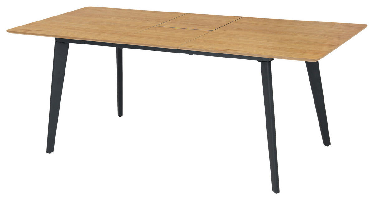 AUSZIEHTISCH Schwarz, Eichefarben rechteckig  ausziehbar  - Eichefarben/Schwarz, Design, Holzwerkstoff/Metall (160-200/90/76cm) - MID.YOU