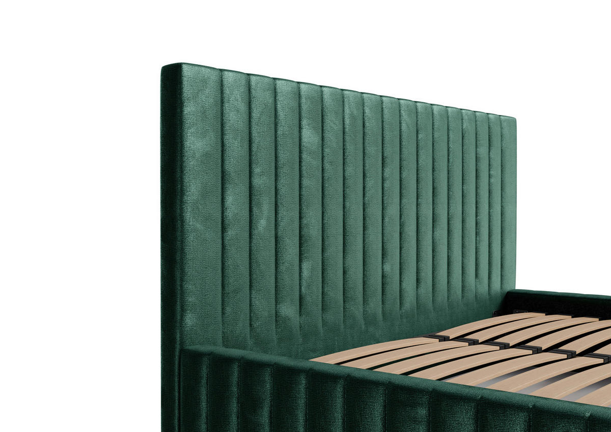 POLSTERBETT Lattenrost, Bettkasten 180/200 cm  in Grün  - Schwarz/Alufarben, Design, Holz/Kunststoff (180/200cm) - Boxxx