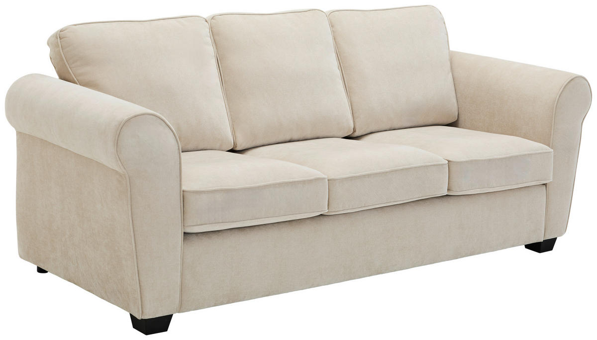 3-SITZER-SOFA Chenille Beige  - Beige/Schwarz, KONVENTIONELL, Kunststoff/Textil (226/88/86cm) - Carryhome