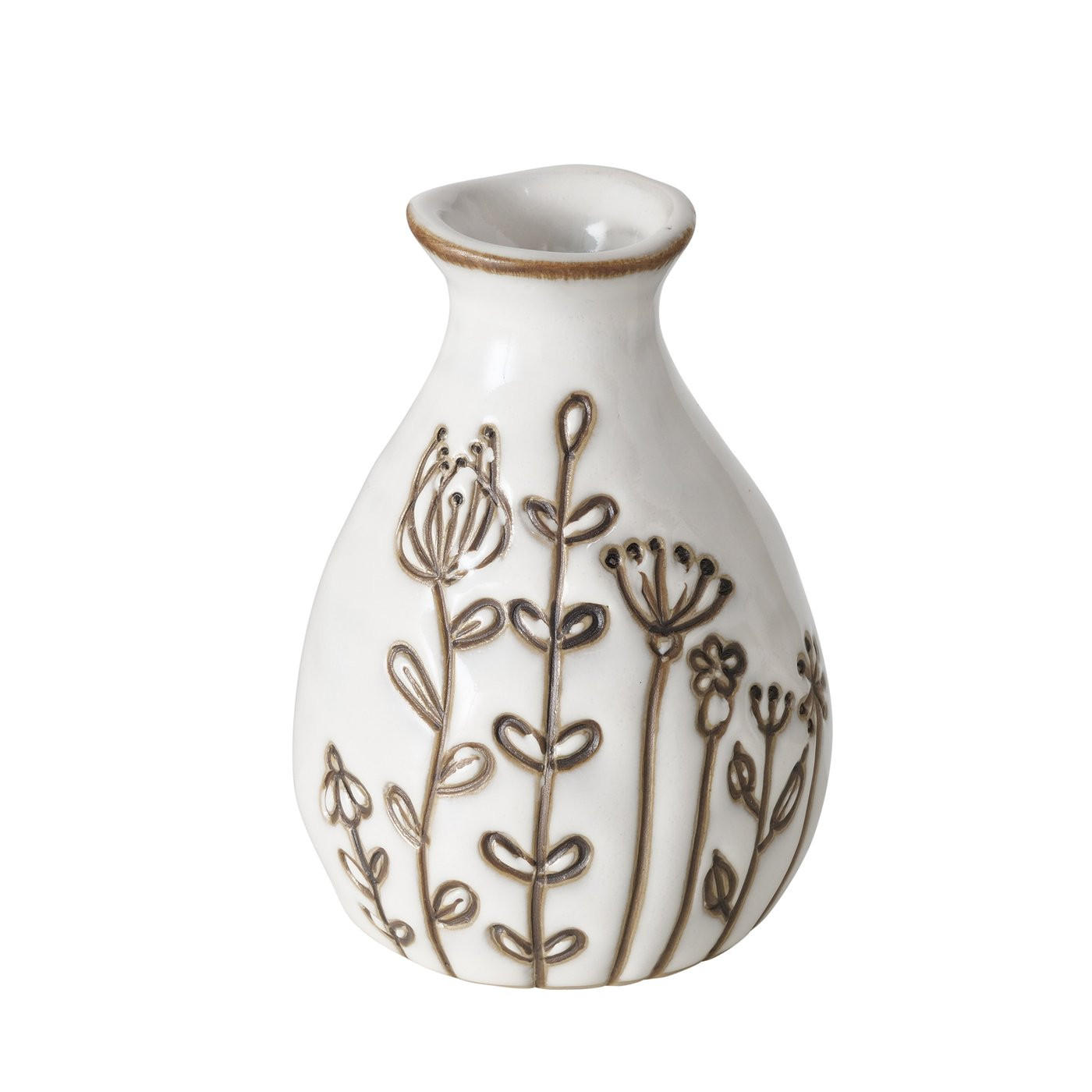 VASE  - Weiß, Natur, Keramik (6/8cm)