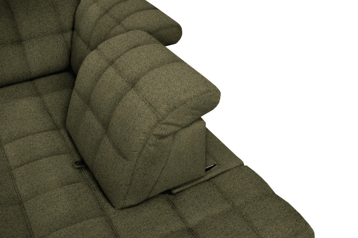 ECKSOFA in Webstoff Olivgrün  - Schwarz/Olivgrün, Design, Holz/Textil (216/297cm) - Xora