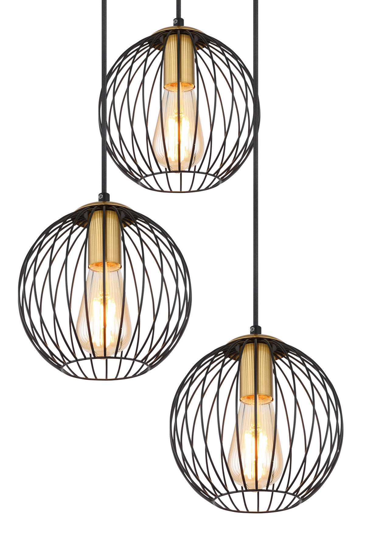 HÄNGELEUCHTE 39/150 cm    - Messingfarben/Schwarz, Basics, Metall (39/150cm) - Globo