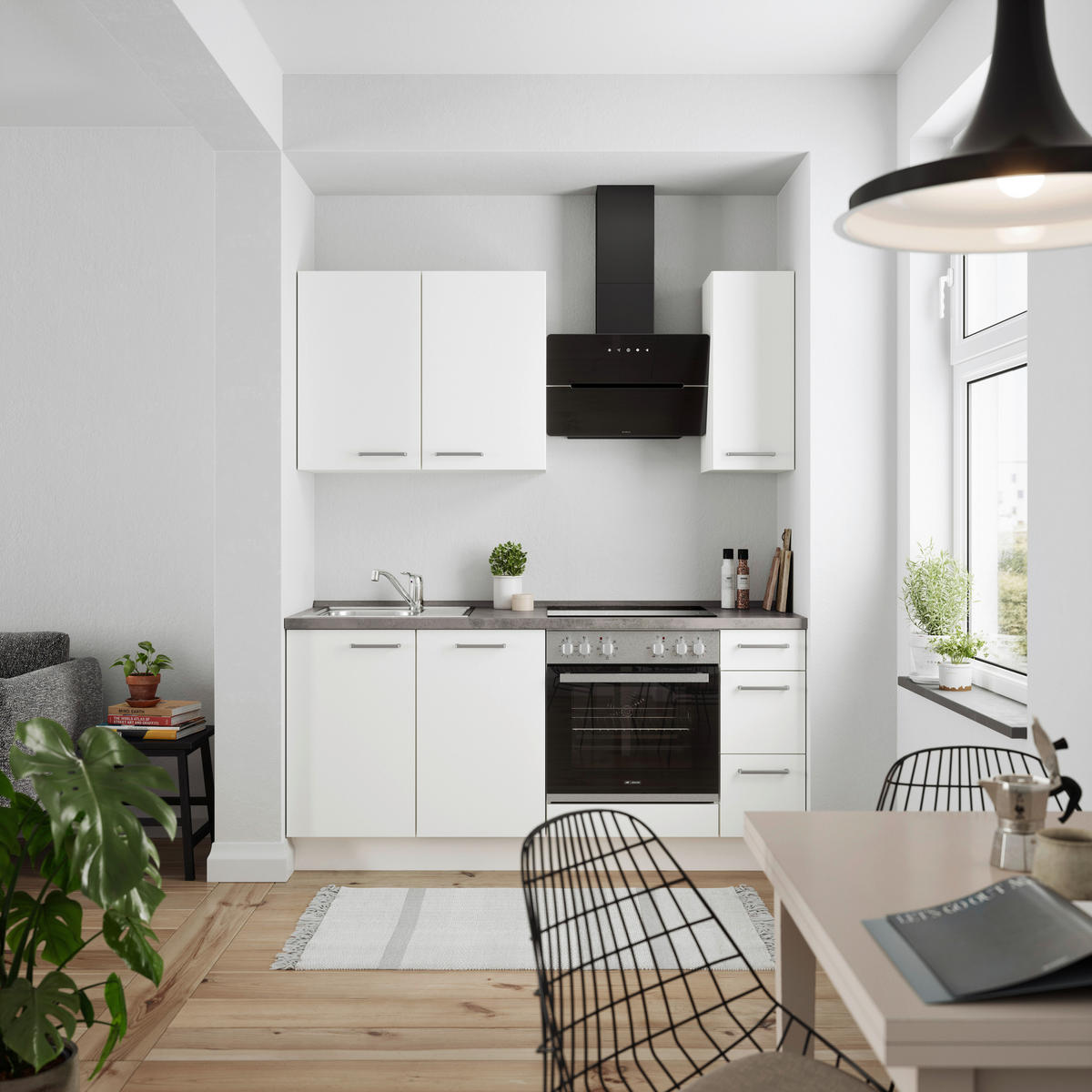 KÜCHENBLOCK 180 cm   Weiss, Schieferfarben  - Weiss/Schieferfarben, Modern, Holzwerkstoff/Metall (180cm) - Nobilia