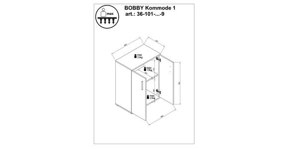 KOMMODE 60/84/35 cm in Weiß, Sonoma Eiche - Silberfarben/Schwarz, KONVENTIONELL, Holzwerkstoff/Kunststoff (60/84/35cm) - Carryhome