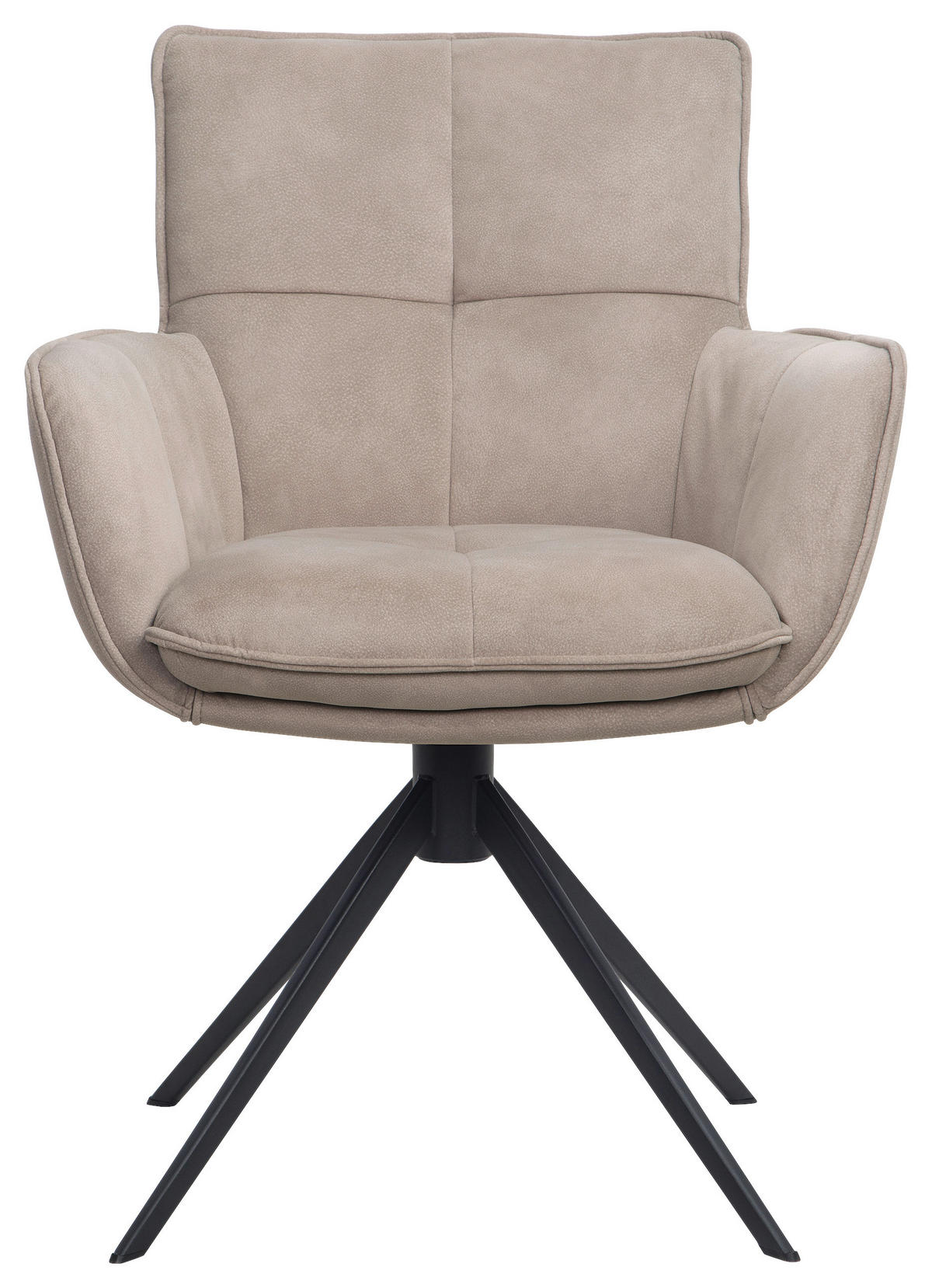 ARMLEHNSTUHL  Sitzfläche 360° drehbar, inklusive Armlehnen, automatische Rückholfunktion Webstoff  Beige  - Beige/Schwarz, Design, Textil/Metall (63/88,5/64cm) - Novel