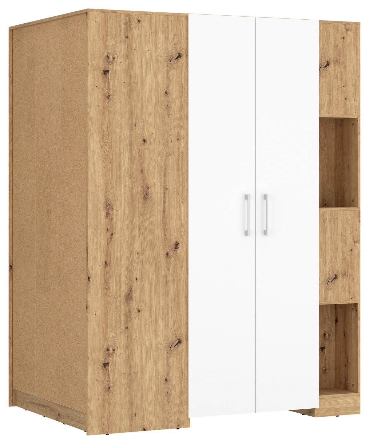 ECKSCHRANK 150/205/120 cm Weiß, Eiche Artisan  - Alufarben/Weiß, MODERN, Holzwerkstoff (150/205/120cm) - Ondega