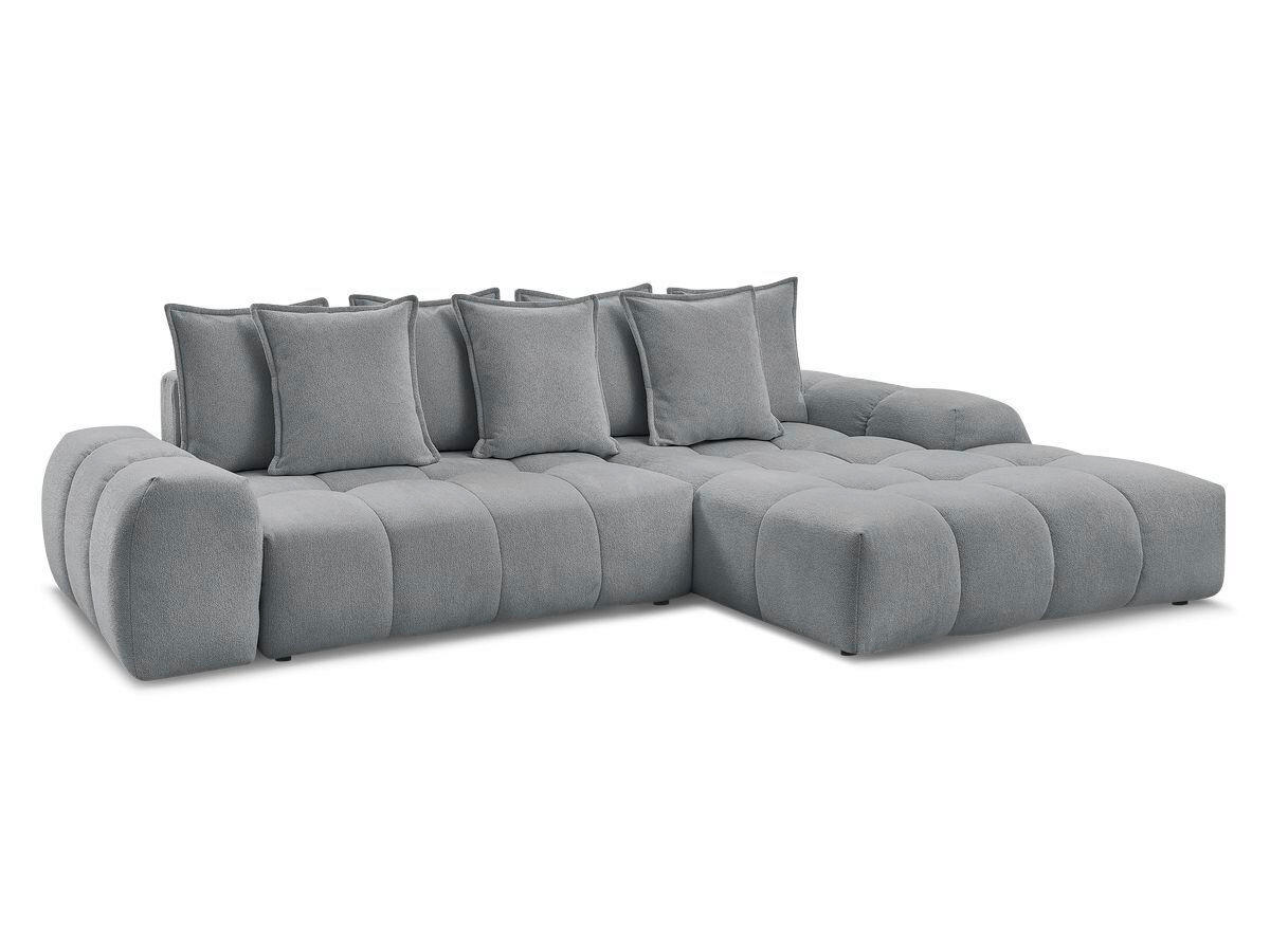 ECKSCHLAFSOFA EVEREST  mit Rücken echt, Armteil links, Armteil rechts Flachgewebe Dunkelgrau  - Dunkelgrau/Schwarz, MODERN, Kunststoff/Textil (318/180cm) - Livetastic