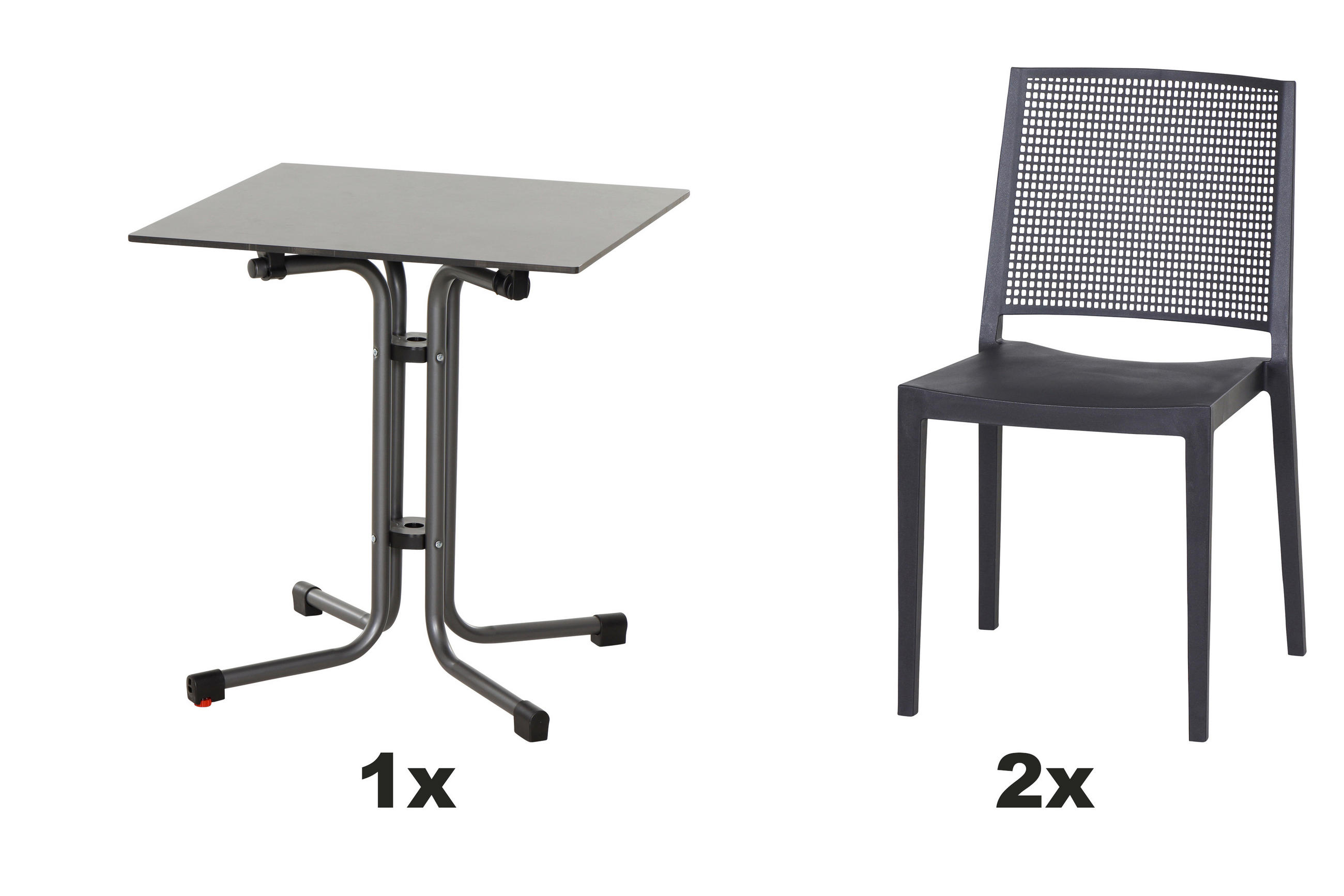 GARTENGARNITUR 3-teilig Stahl 3-teilig  - Anthrazit, Basics, Kunststoff (65/80/65cm) - Siena Garden