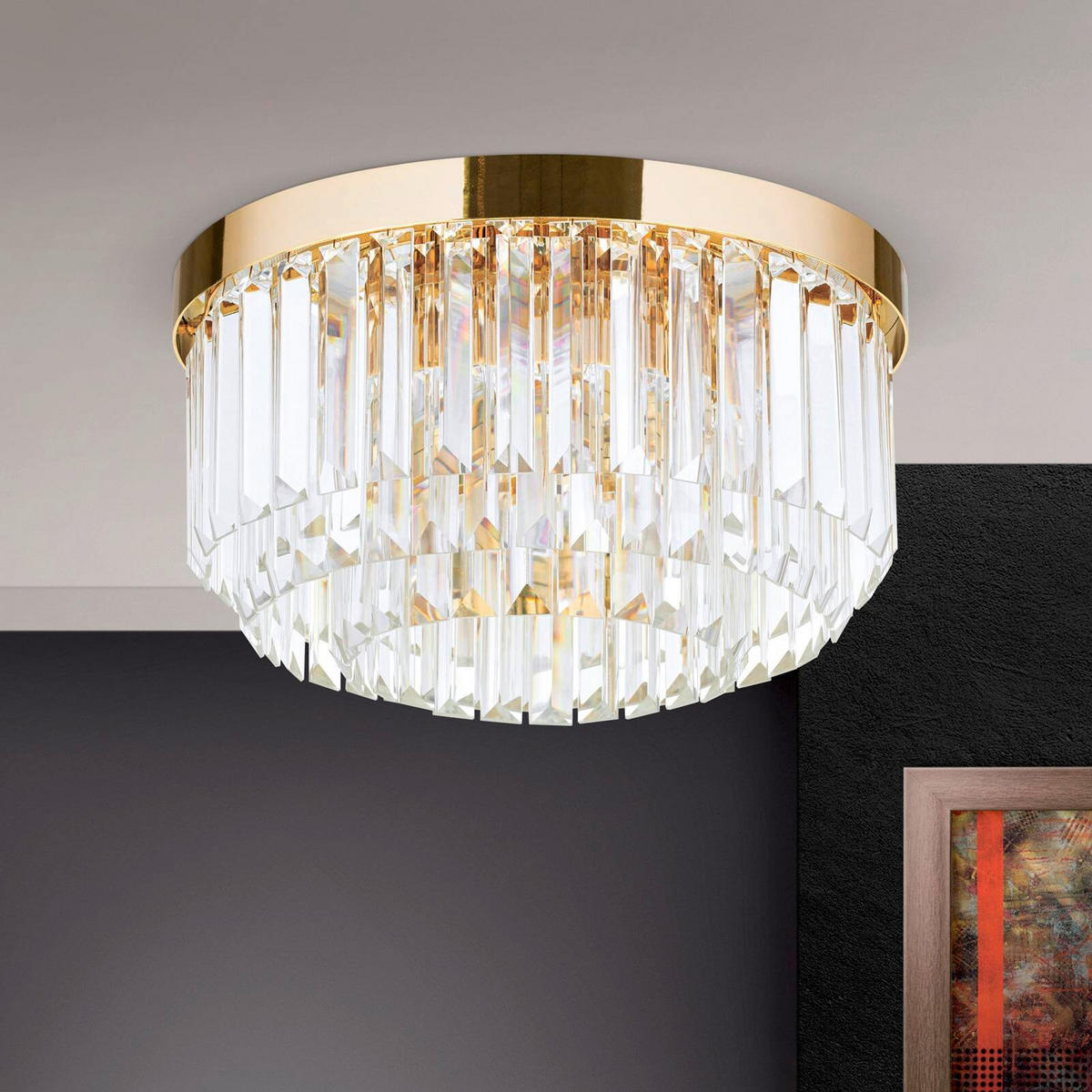 KRISTALL-DECKENLEUCHTE Prism 35/19 cm   - Goldfarben, LIFESTYLE, Glas/Metall (35/19cm)