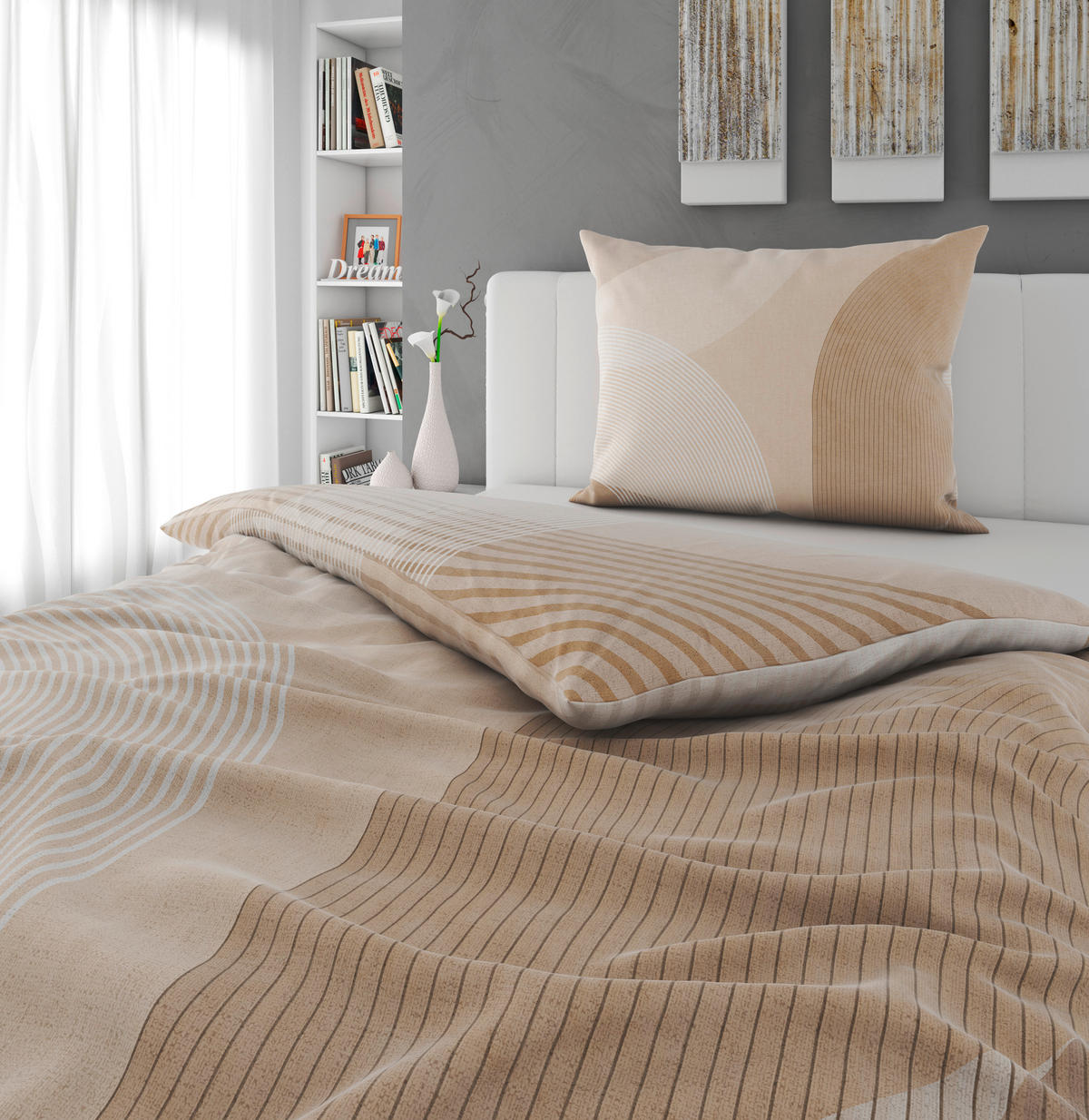 BETTWÄSCHE TANJA Satin 140/200 cm  - Beige, Design, Textil (140/200cm) - Novel