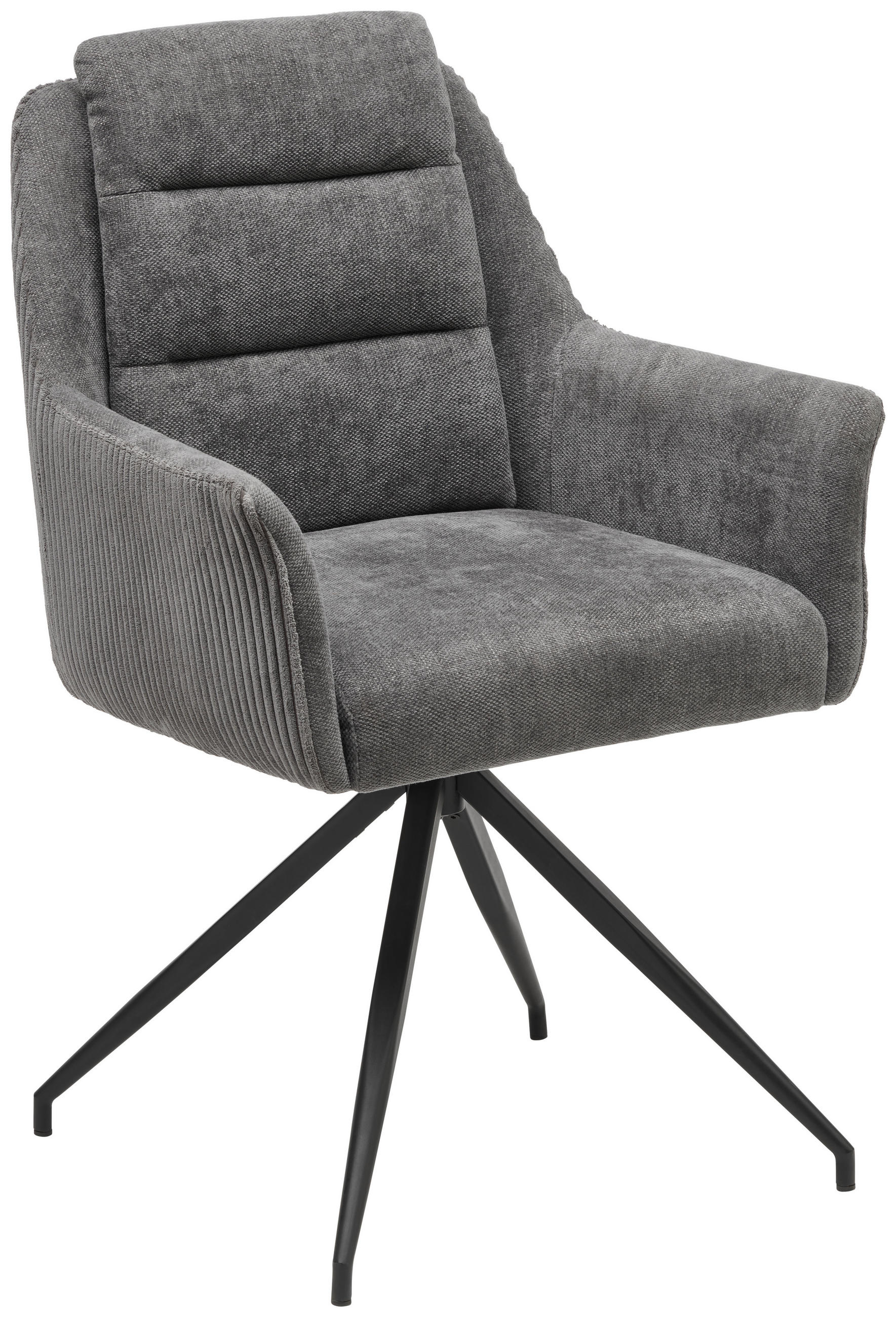 ARMLEHNSTUHL  in Eisen Samt, Webstoff  - Schwarz/Grau, MODERN, Holz/Textil (61/93/61cm) - Livetastic