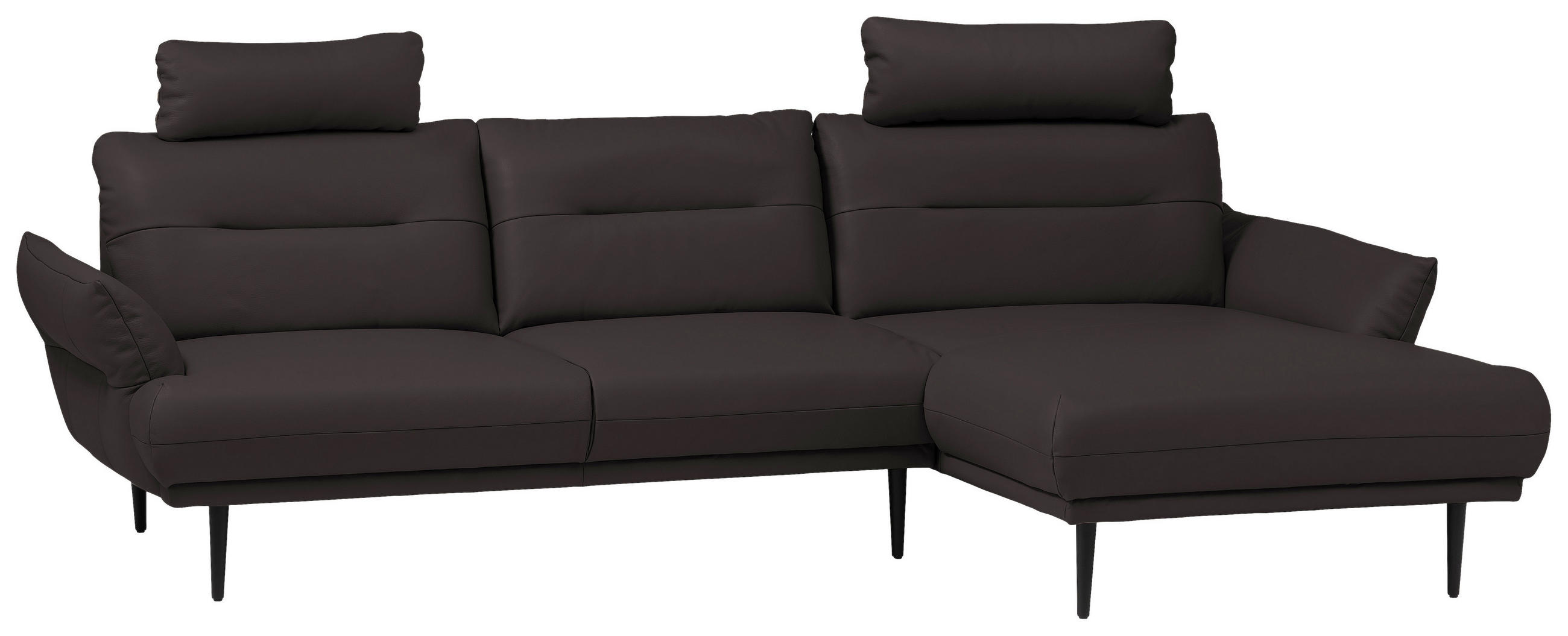 ECKSCHLAFSOFA Dunkelbraun Lederlook  - Dunkelbraun/Schwarz, Design, Holz/Textil (287/158cm) - Livetastic