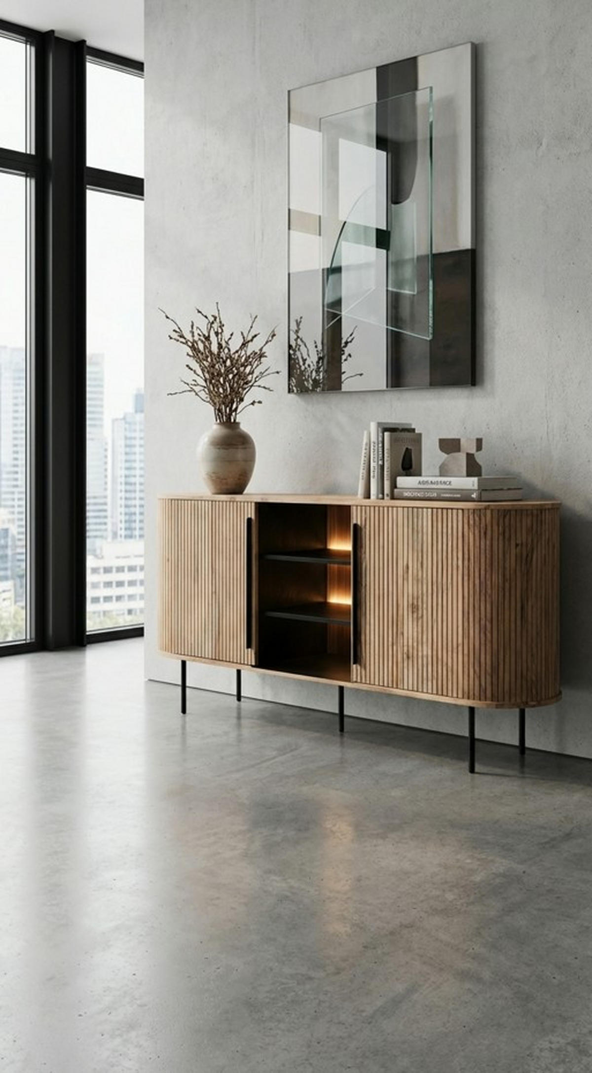 KOMMODE  in 175/80/40 cm  - Grau, KONVENTIONELL, Holz/Metall (175/80/40cm) - Livetastic