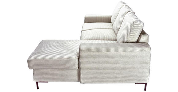 ECKSOFA Naturfarben Cord Rückenkissen, Bettkasten, Schlaffunktion, Rücken echt, Liegefläche im Originalstoff  - Schwarz/Naturfarben, KONVENTIONELL, Textil/Metall (240/150cm) - Carryhome