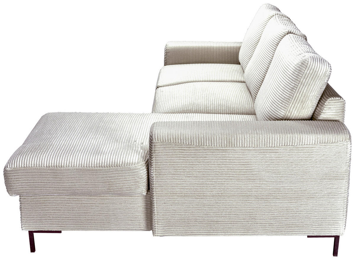 ECKSOFA Naturfarben Cord Rückenkissen, Bettkasten, Schlaffunktion, Rücken echt, Liegefläche im Originalstoff  - Schwarz/Naturfarben, KONVENTIONELL, Textil/Metall (240/150cm) - Carryhome