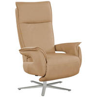 RELAXSESSEL Lederlook (vegan)    - Ecru/Edelstahlfarben, MODERN, Textil/Metall (77/116/80cm) - Cantus