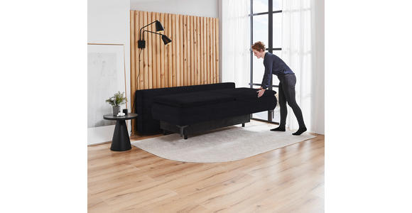 BOXSPRINGSOFA Flachgewebe Schwarz - Schwarz, KONVENTIONELL, Textil/Metall (204/93/100cm) - Novel