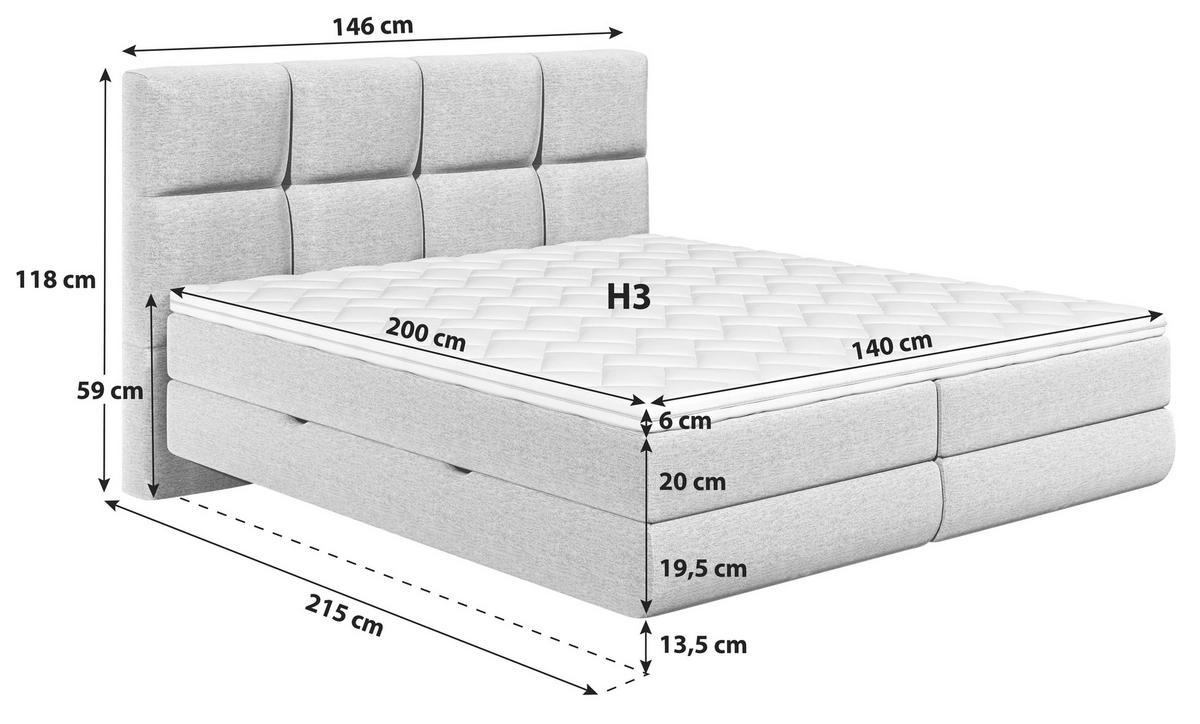 POLSTERBETT Bettkasten, Topper 140/200 cm  in Dunkelgrau  - Dunkelgrau/Schwarz, MODERN, Kunststoff/Textil (140/200cm) - MID.YOU