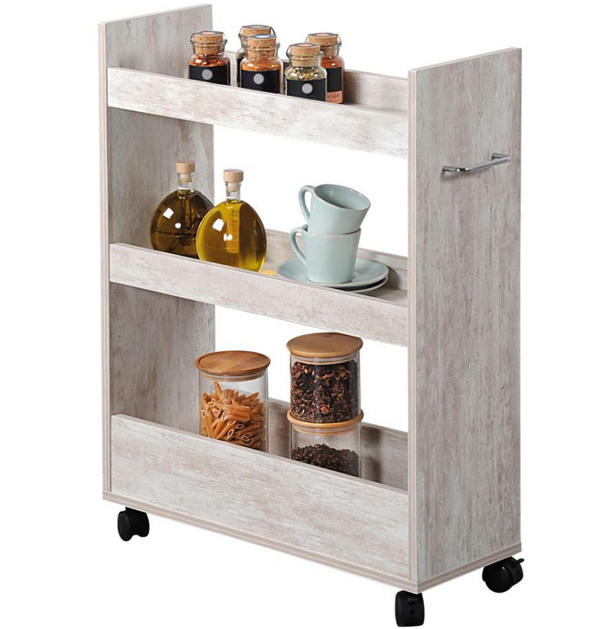 SERVIERWAGEN Weiß  - Weiß, MODERN, Holzwerkstoff/Metall (60/22/78cm) - Kesper