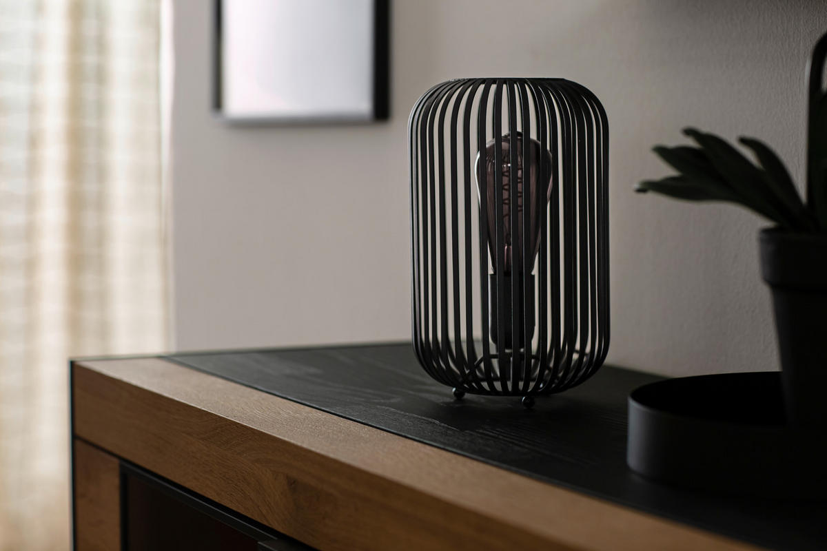 STONA LAMPA - crna/boja peska, Dizajnerski, metal/tekstil (16/25cm) - Schöner Wohnen