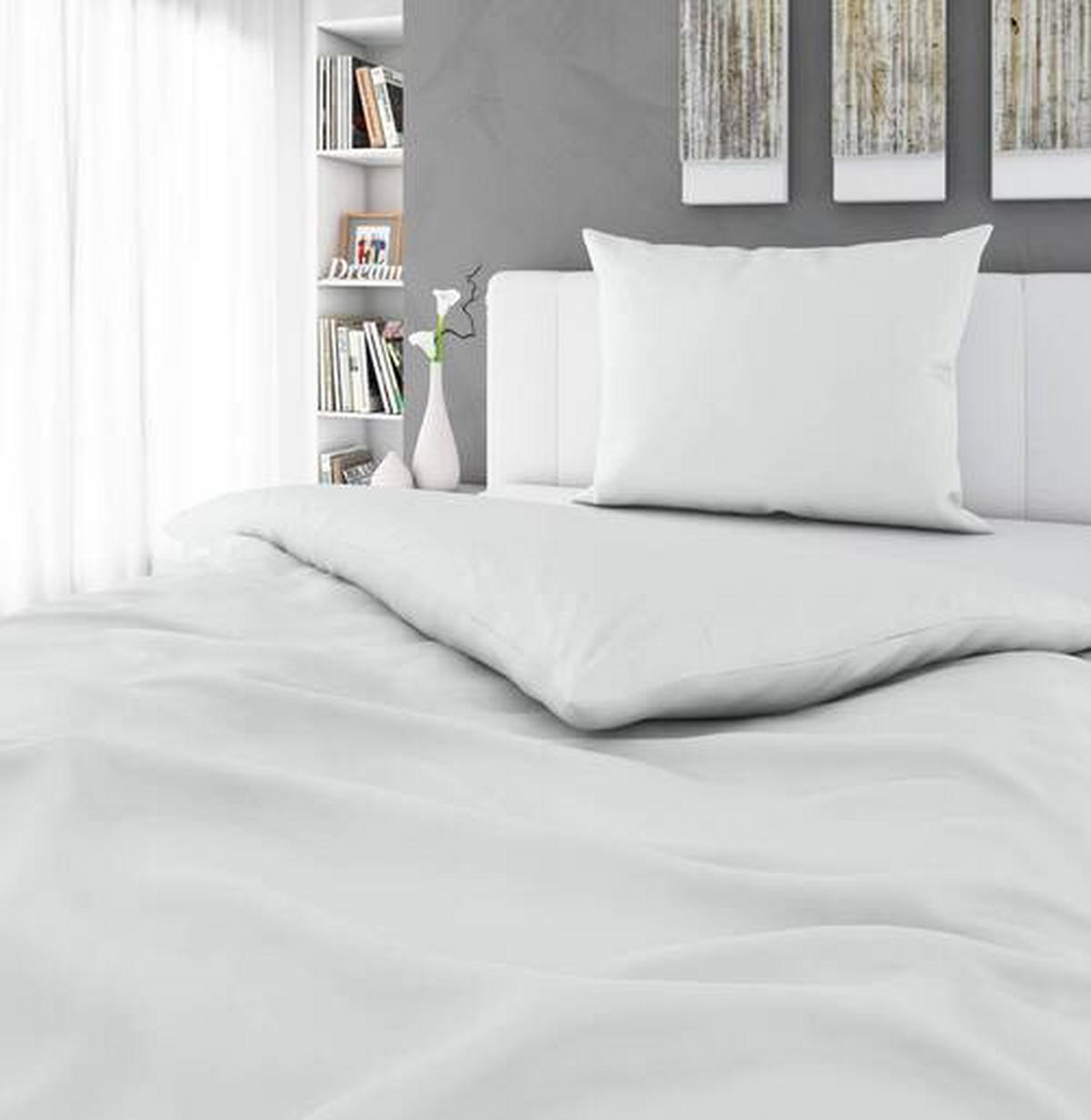 BETTWÄSCHESET Satin 200/210 cm  65 cm/100 cm  - Weiss, Basics, Textil (200/210cm) - Novel