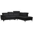 ECKSOFA in Echtleder Schwarz  - Schwarz, Design, Leder/Metall (285/239cm) - Cantus