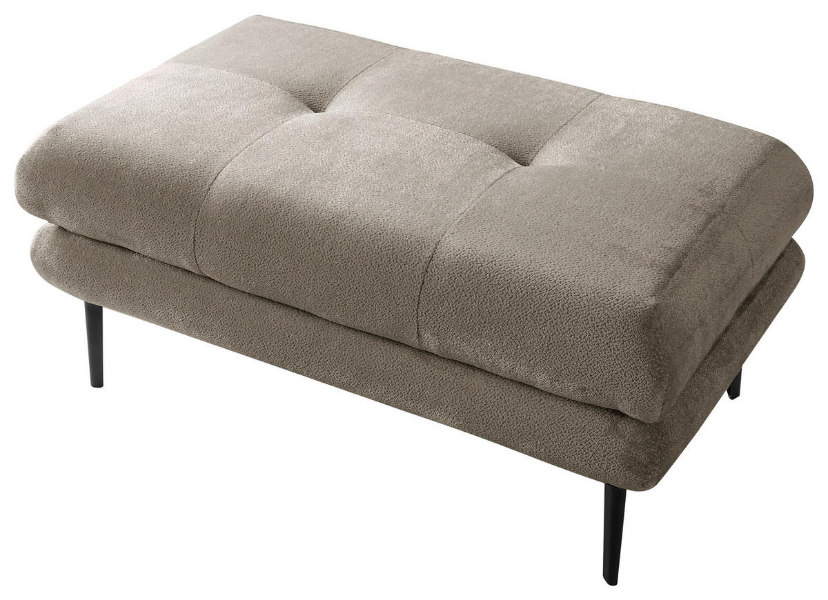HOCKER Velours Grau  - Schwarz/Grau, Design, Textil/Metall (80/48/80cm) - MID.YOU