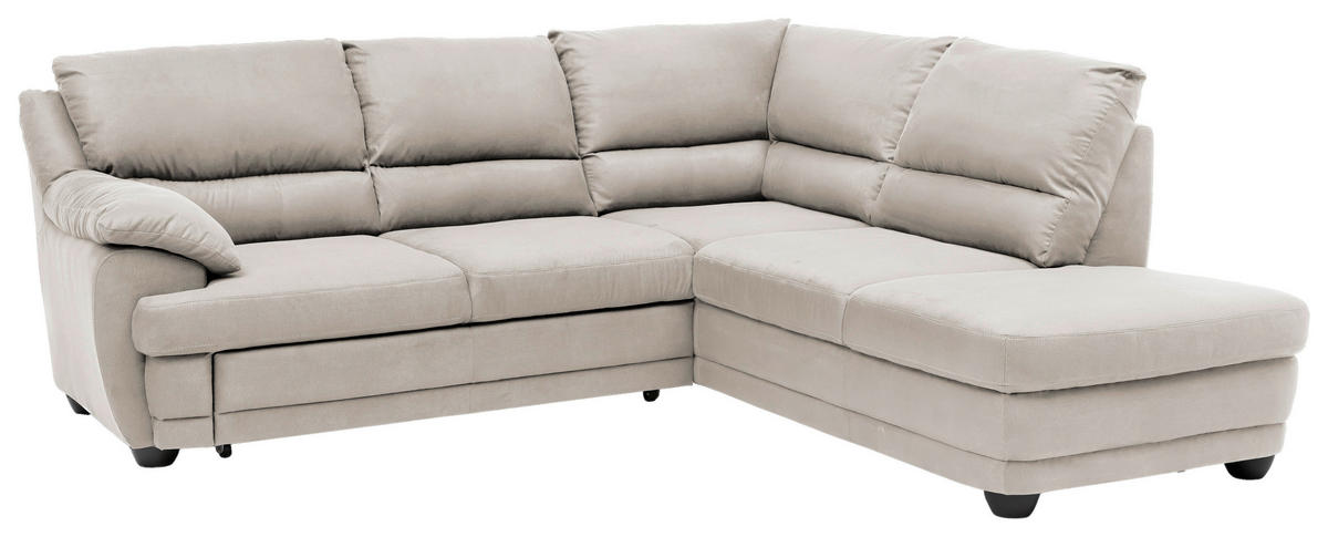 ECKSOFA in Mikrofaser Sandfarben  245/225 cm  - Sandfarben/Schwarz, Design, Kunststoff/Textil (245/225cm) - Livetastic