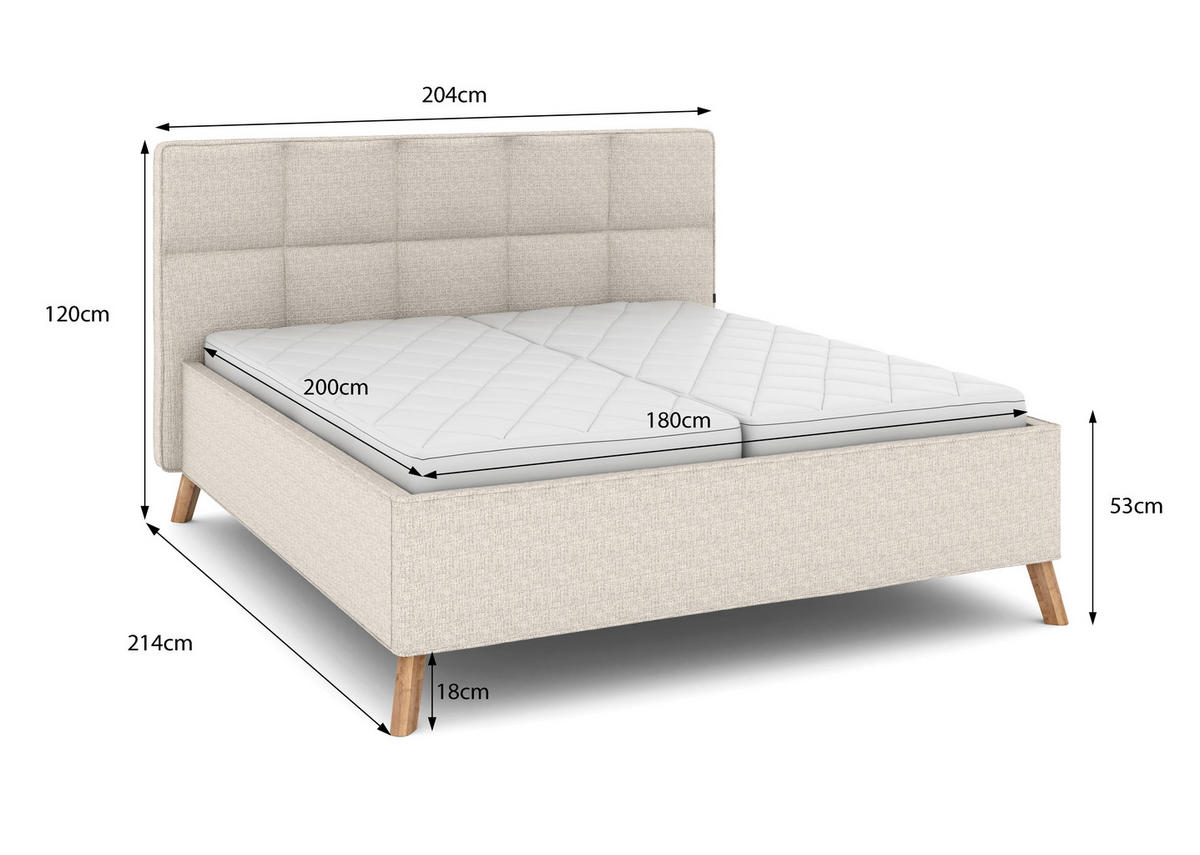 POLSTERBETT Bettkasten, motorische Verstellbarkeit, Fernbedienung, Lattenroste, Matratzen 180/200 cm  in Creme  - Creme/Schwarz, KONVENTIONELL, Holz/Textil (180/200cm) - Musterring