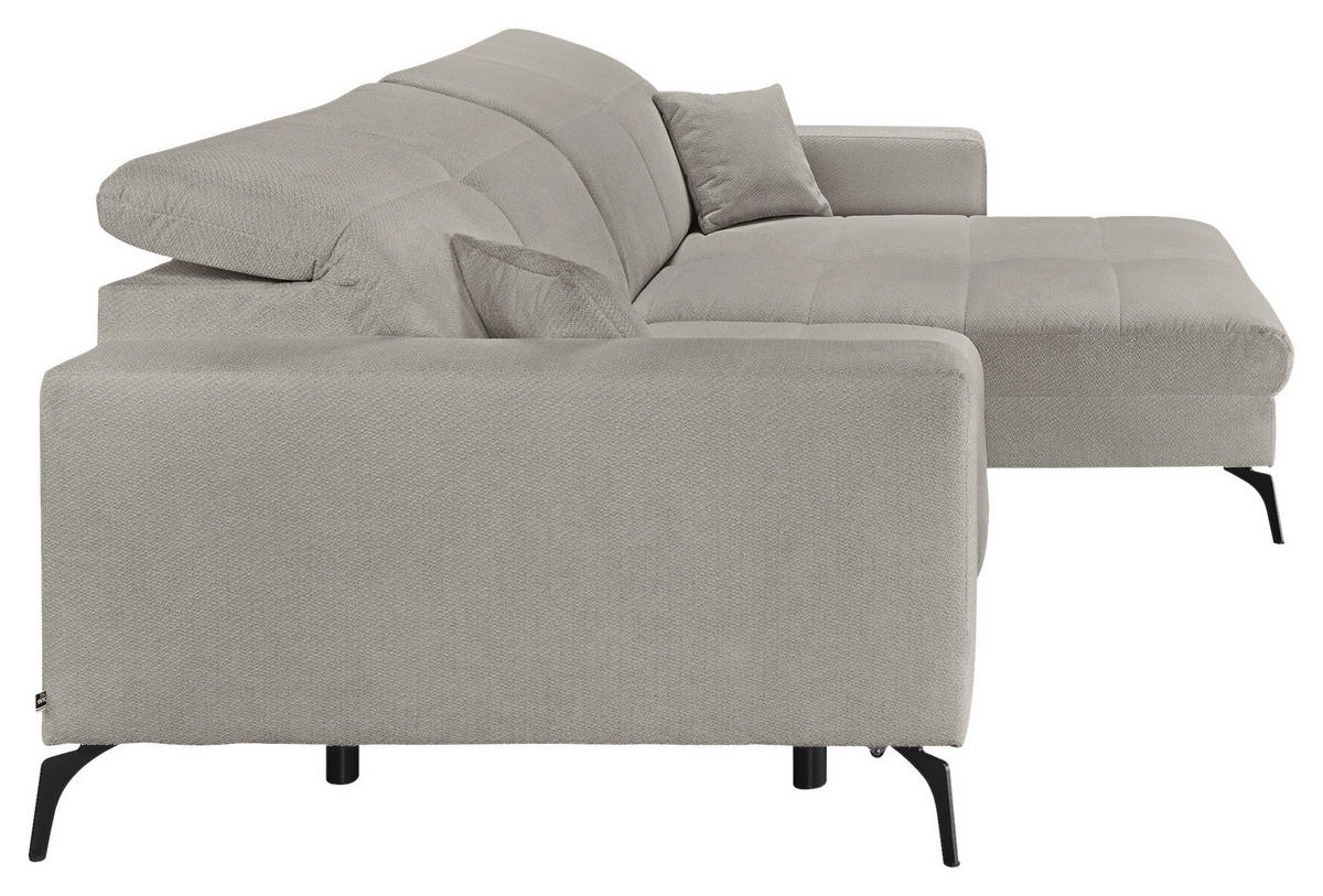 ECKSOFA Hellgrau Webstoff  - Hellgrau/Schwarz, KONVENTIONELL, Textil/Metall (285/180cm) - SetOne by Musterring