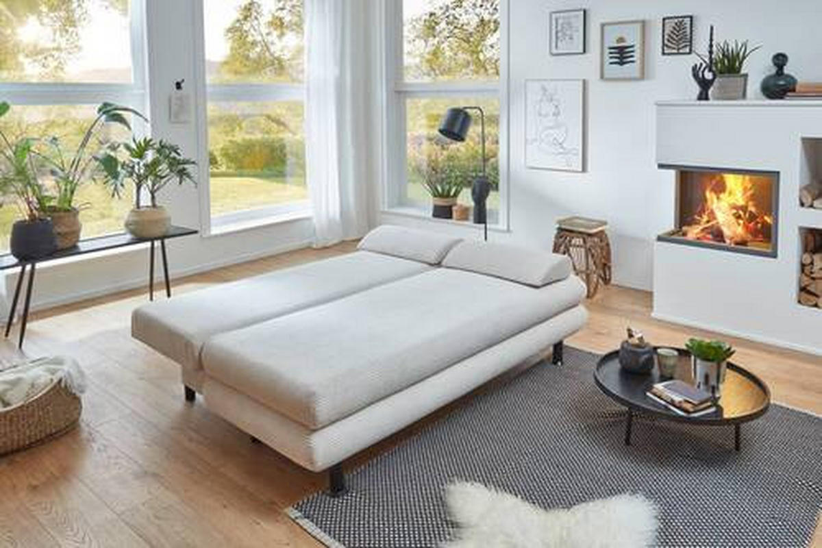 SCHLAFSOFA  mit Cord Naturfarben  - Schwarz/Naturfarben, KONVENTIONELL, Kunststoff/Textil (196/77/92cm) - Carryhome