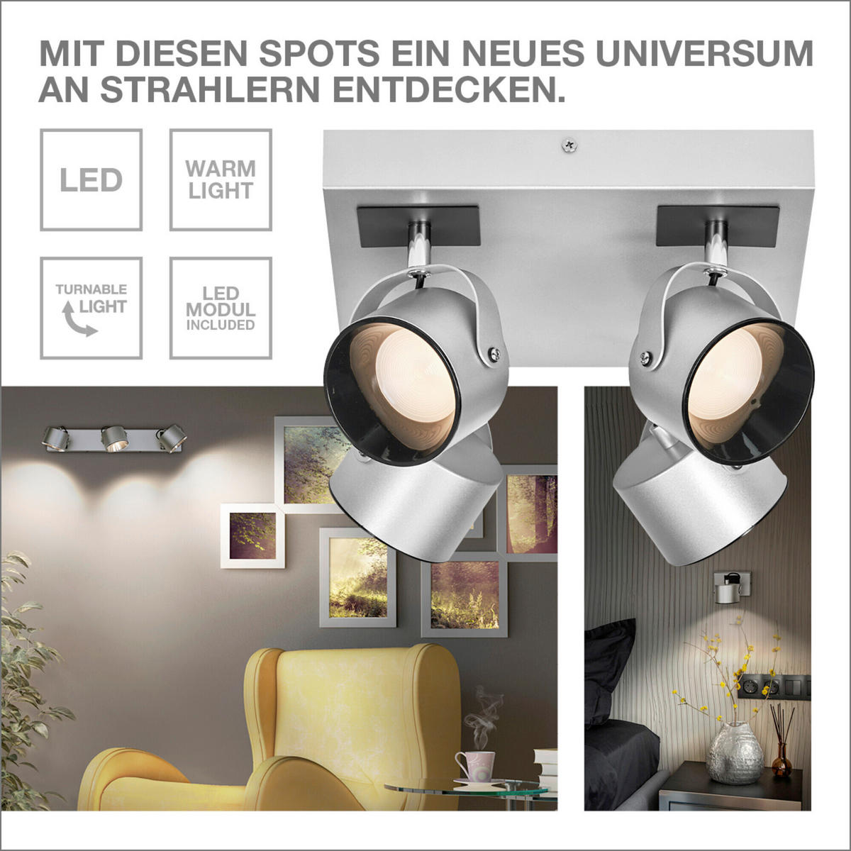 LED-STRAHLER 50/8,3/15 cm   - Silberfarben, Basics, Kunststoff/Metall (50/8,3/15cm) - Osram