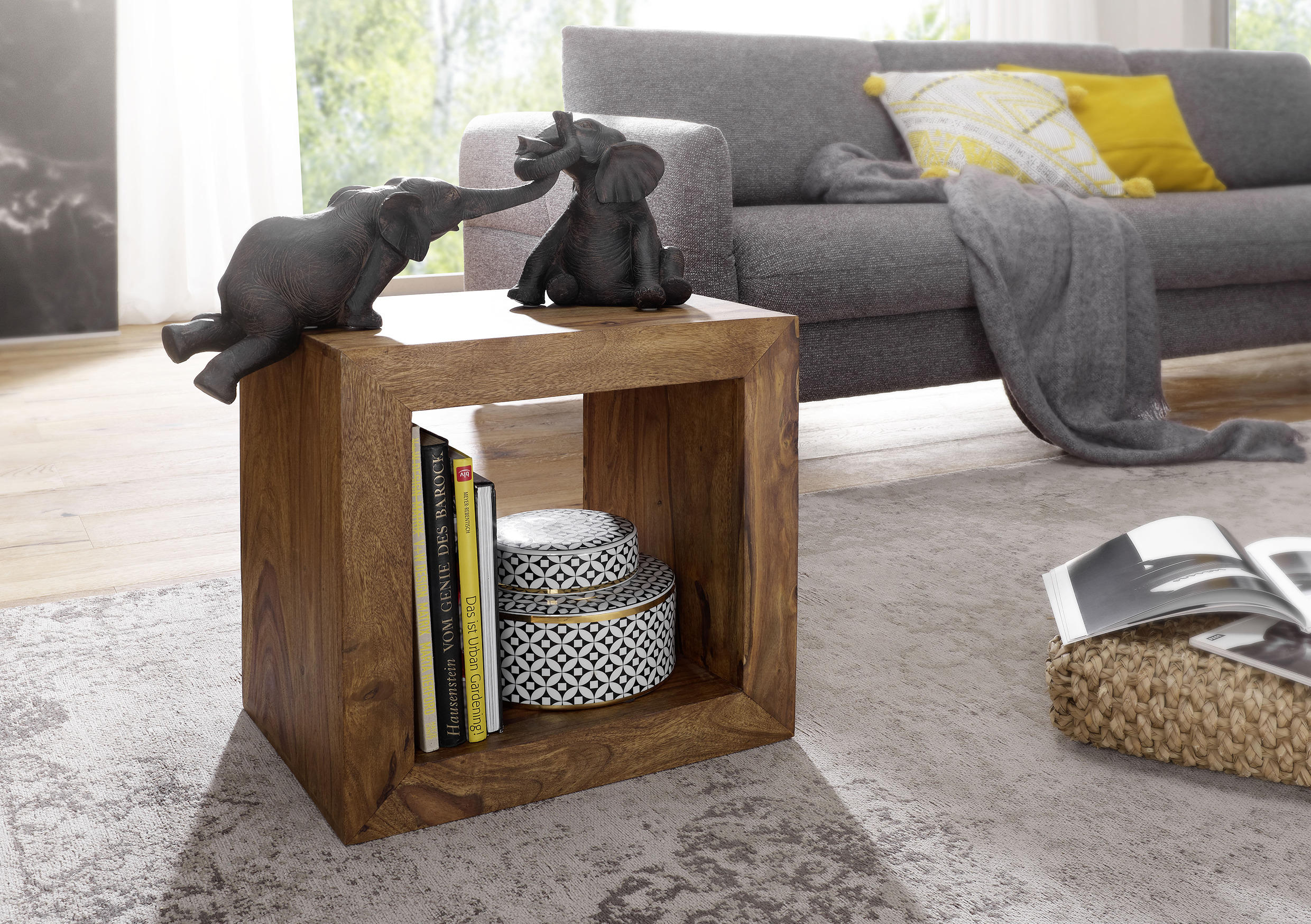 BEISTELLTISCH Sheesham massiv rechteckig Sheeshamfarben - Sheeshamfarben, Design, Holz (44/33/44cm) - MID.YOU