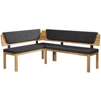 ECKBANK 155/195 cm Webstoff Schwarz, Eichefarben Eiche vollmassiv   - Eichefarben/Schwarz, KONVENTIONELL, Holz/Textil (155/195cm) - Linea Natura