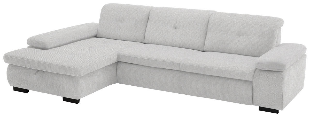 ECKSOFA in Flachgewebe Creme  174/297 cm  - Creme/Schwarz, Design, Textil/Metall (174/297cm) - Beldomo Style