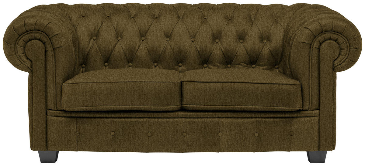 CHESTERFIELD SOFA kaki  - kaki/vendž, Lajfstajl, tekstil/drvo (180/76,5/96cm) - Landscape