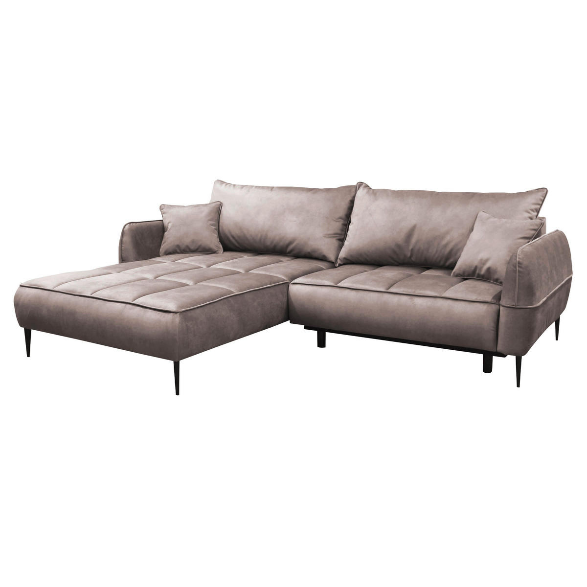 ECKSOFA Beige Velours  - Beige/Schwarz, Design, Textil/Metall (189/260cm) - MID.YOU