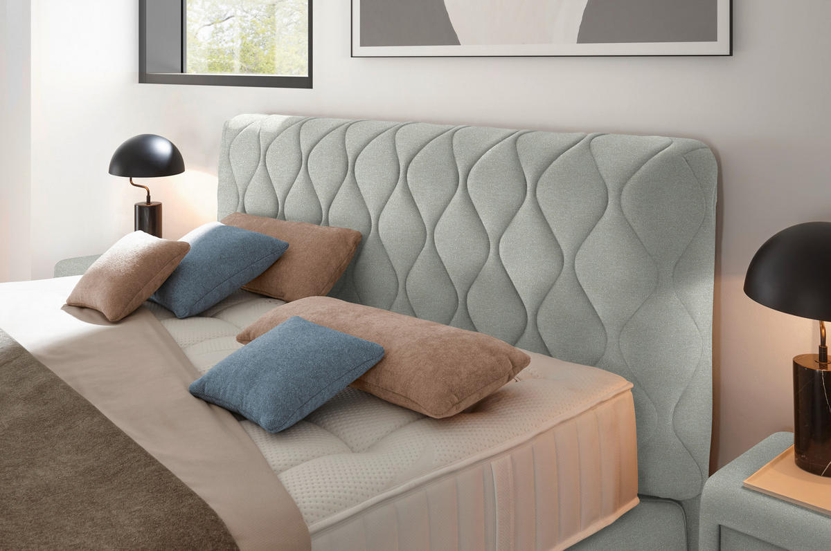 BOXSPRINGBETT 200/200 cm  in Hellgrau  - Hellgrau/Schwarz, Design, Kunststoff/Textil (200/200cm) - Johann Jakob