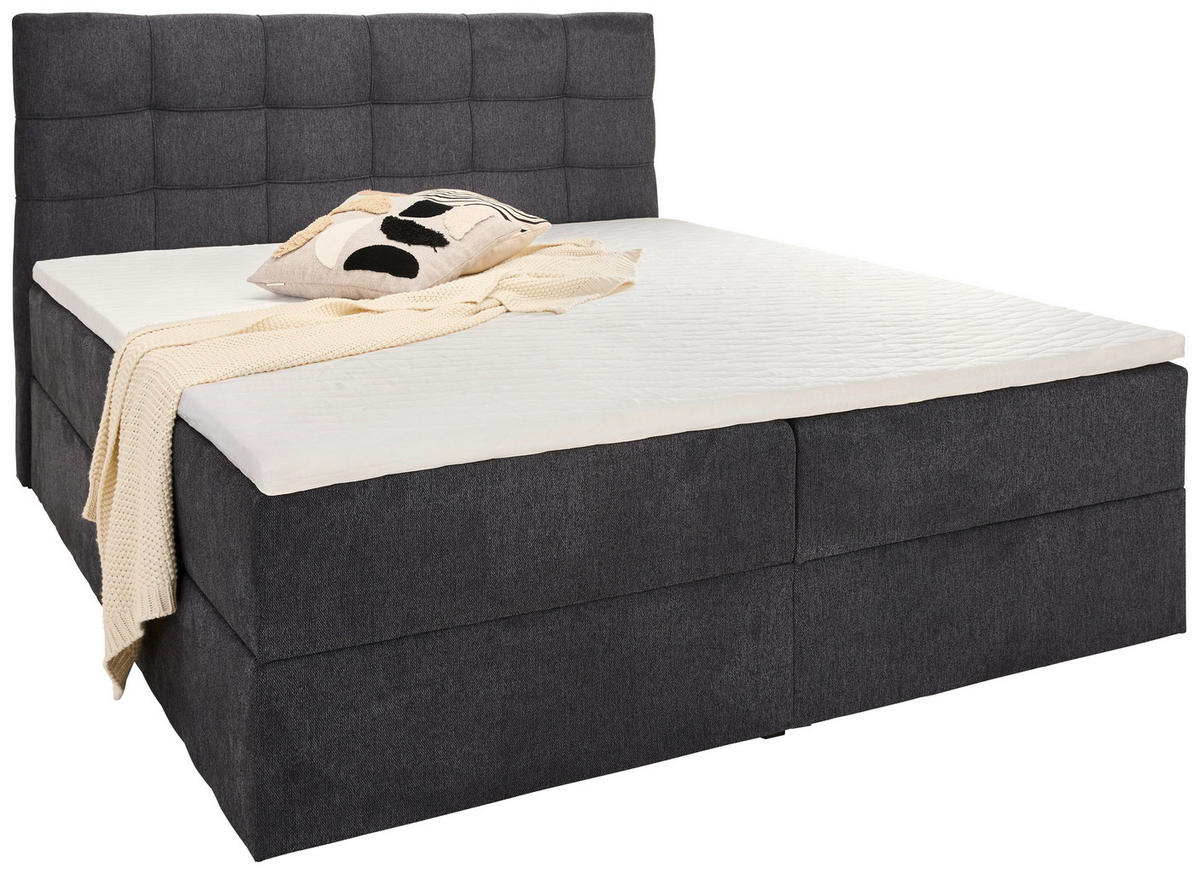 AMERICKÁ POSTEL, 180/200 cm, tmavě šedá - černá/tmavě šedá, Konvenční, textil/plast (180/200cm) - Boxxx