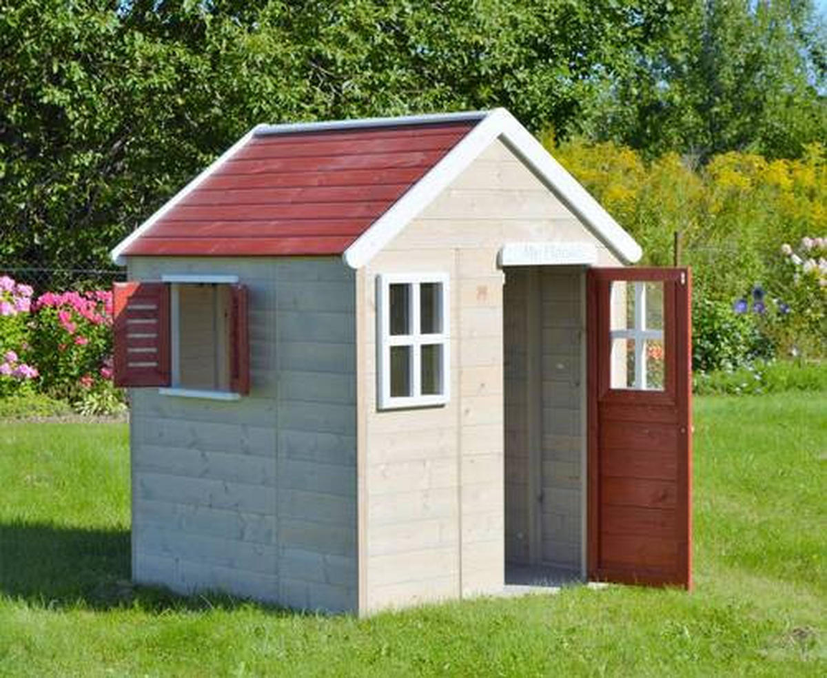 SPIELHAUS 120/155/120 cm  - Rot/Naturfarben, KONVENTIONELL, Holz (120/155/120cm) - Ambia Garden