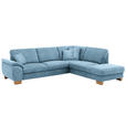 ECKSOFA in Mikrofaser Hellblau  - Wildeiche/Beige, Natur, Holz/Textil (286/236cm) - Voleo