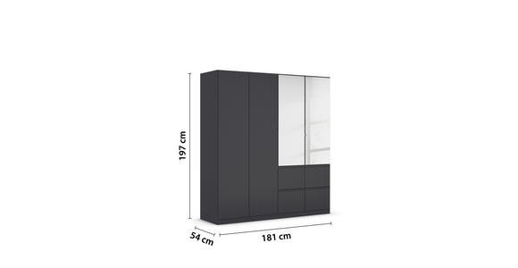 KLEIDERSCHRANK 4-türig Grau  - Silberfarben/Grau, Trend, Holzwerkstoff/Kunststoff (181/197/54cm) - Xora