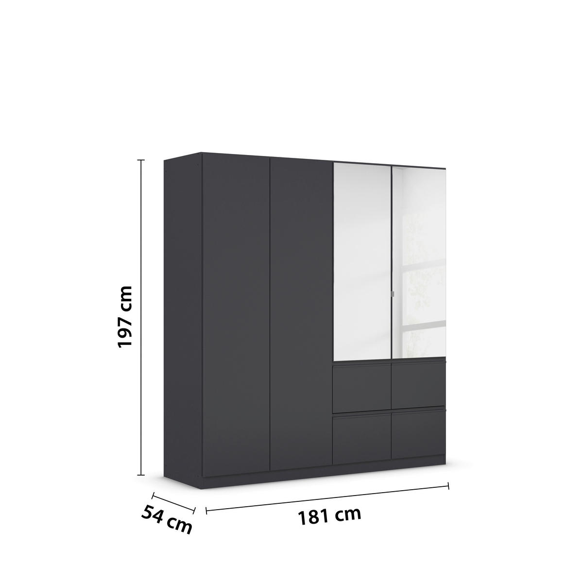 KLEIDERSCHRANK in Grau  - Silberfarben/Grau, Trend, Holzwerkstoff/Kunststoff (181/197/54cm) - Xora