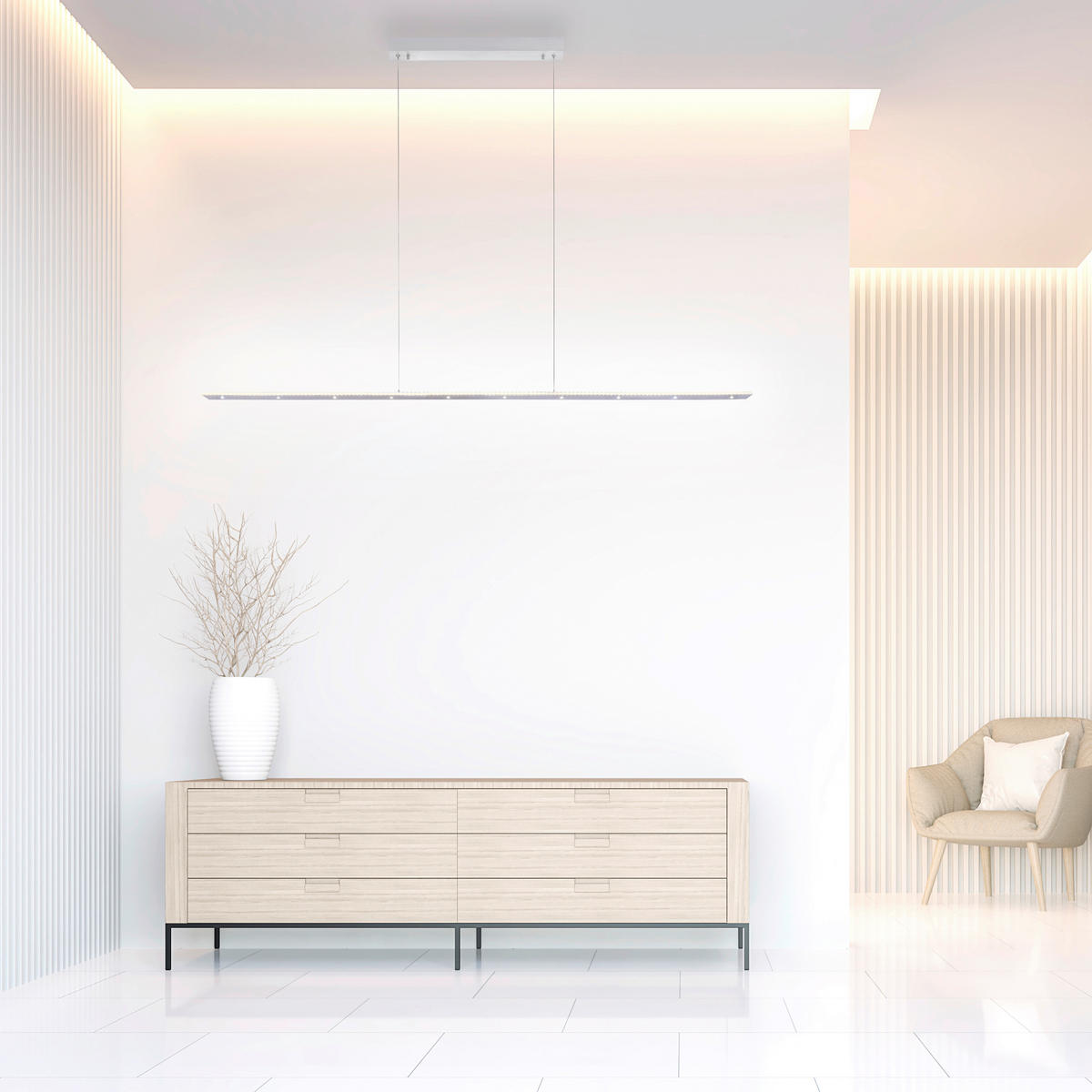 LED-HÄNGELEUCHTE PURE-COSMO 140/8/200 cm   - Alufarben, Design, Kunststoff/Metall (140/8/200cm)